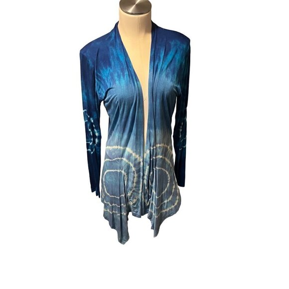 nwt blue tie dye cardigan blouse sweater by india boutique - Picture 7 of 8